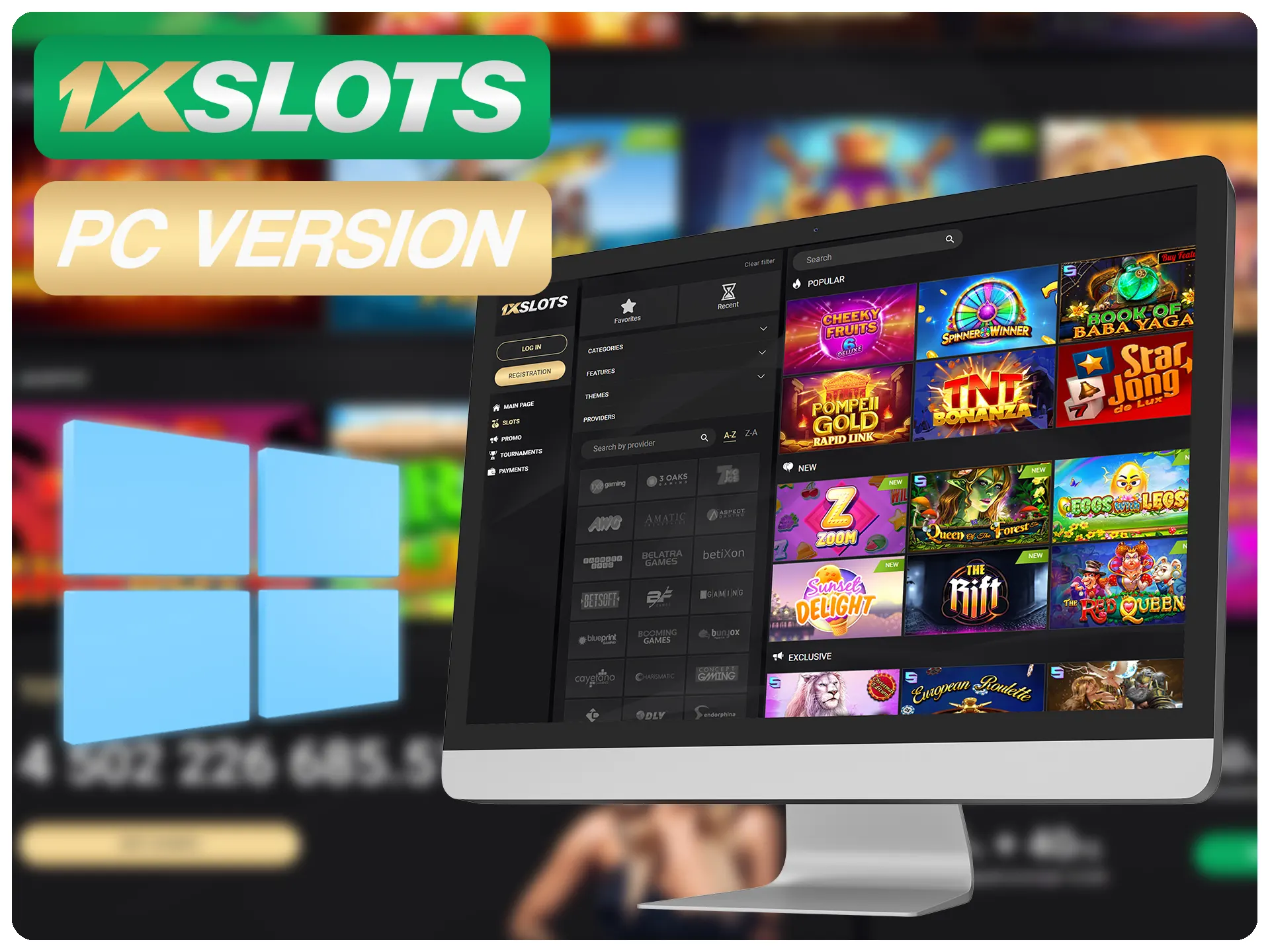 Utilice la versi&oacute;n para PC del sitio web de 1xSlots en cualquier ordenador.